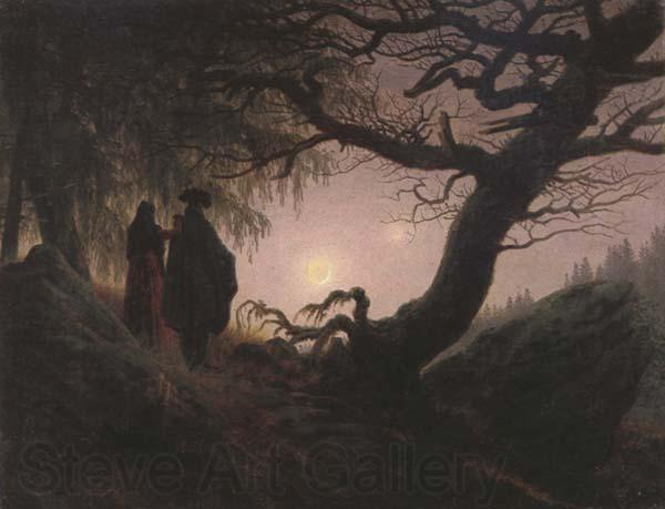 Caspar David Friedrich Man and Woman Contemplating the Moon (mk43) Norge oil painting art